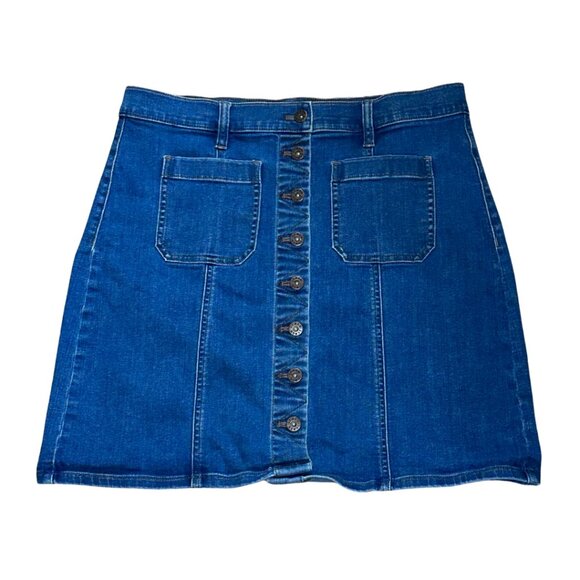 J. Crew Dresses & Skirts - j crew dark wash button down jean skirt size 10 stretch denim